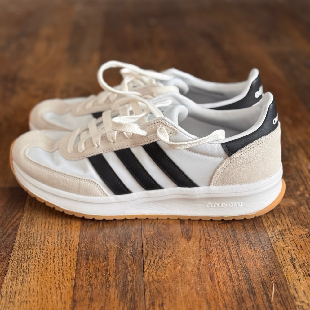 Adidas Women's Cream and Black Sneakers - Picture 2 of 6